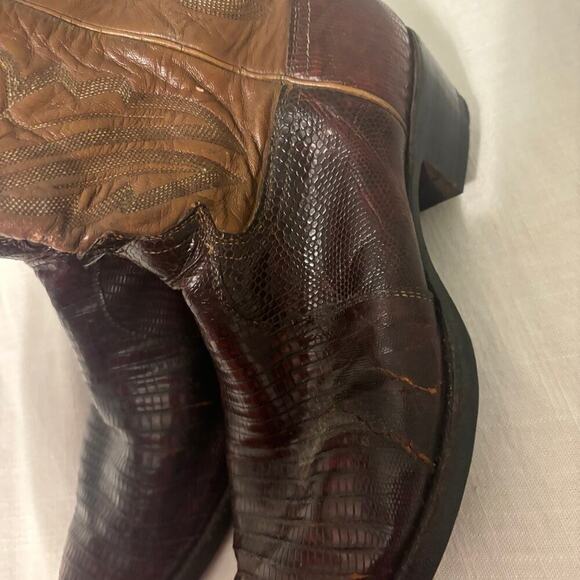 Men\'s Cowboy Boots Brown Lizard Leather Pointed Toe Western Size: 8.5 main image 4